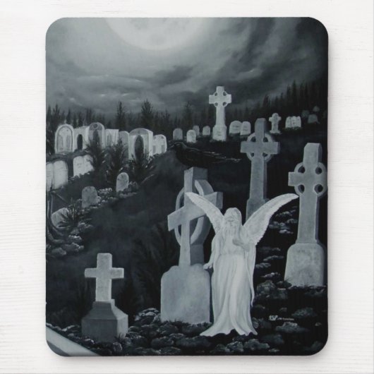 Nachts auf dem Friedhof - Engel Mousepad (Vorne)