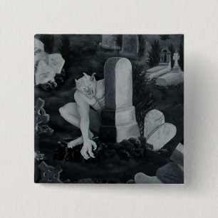 Nachts auf dem Friedhof - Teufel Button