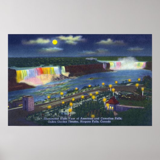 Nachts Aussicht auf das Oakes Garden Theater und Poster (Vorne)