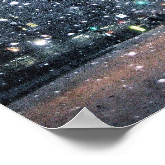 Nachts City Snowfall Poster (Ecke)