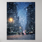 Nachts City Snowfall Poster (Vorne)