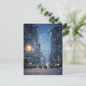 Nachts City Snowfall Postkarte (Stehend Vorderseite)