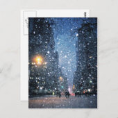 Nachts City Snowfall Postkarte (Vorne/Hinten)