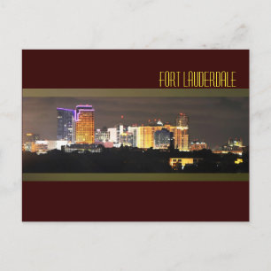 Nachts die Skyline von Fort Lauderdale Postkarte