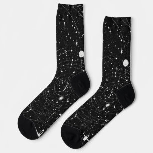 Nachts Elegante: Black Star Design Collection" Socken