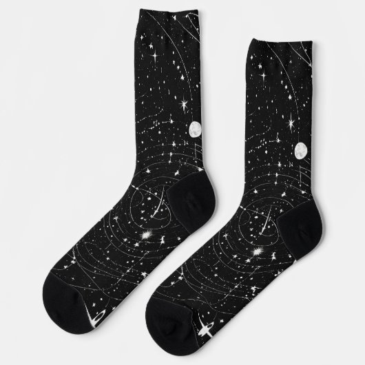 Nachts Elegante: Black Star Design Collection" Socken (Linkes Detail)