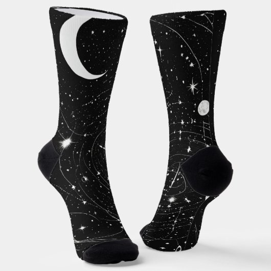 Nachts Elegante: Black Star Design Collection" Socken (Gewinkelt)