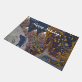 Nachts farbenfrohe Weihnachten Fußmatte (Schrägansicht)