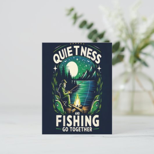 Nachts Fischen Ruhe Postkarte (Stehend Vorderseite)