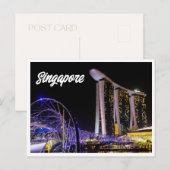 Nachts Foto Singapur Postkarte (Vorne/Hinten)