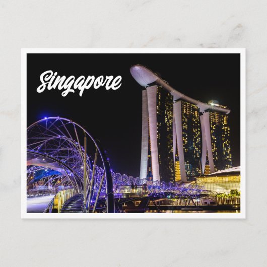 Nachts Foto Singapur Postkarte (Vorderseite)
