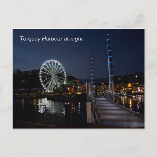 Nachts Hafen von Torquay Postkarte (Vorderseite)