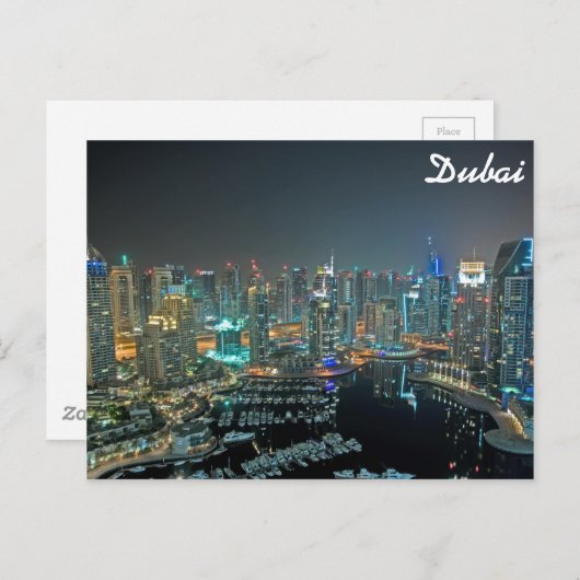 Nachts in Dubai, Vereinigte Arabische Emirate Postkarte (Vorne/Hinten)