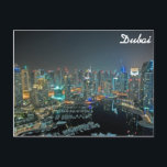 Nachts in Dubai, Vereinigte Arabische Emirate Postkarte<br><div class="desc">Dubai,  Vereinigte Arabische Emirate Skyline in der Nacht.</div>
