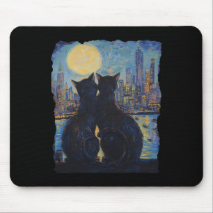 Nachts in New York: Van Gogh Cat for Cat Lov Mousepad