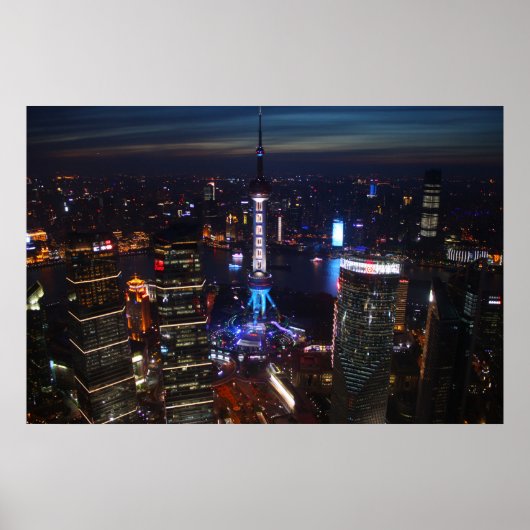 Nachts in Shanghai, China Poster (Vorne)
