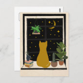 Nachts Kitty Postkarte (Vorne/Hinten)