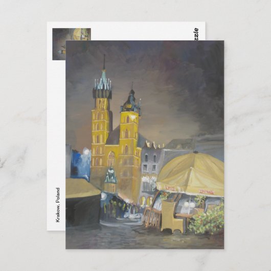 Nachts Krakau Postkarte (Vorne/Hinten)