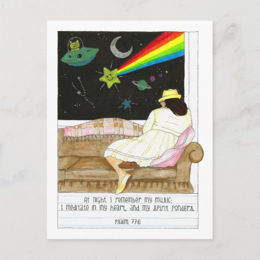 Nachts meditiere ich Inspiration Postkarte (Vorderseite)