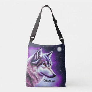 Nachts Mystical Wolf Crossbody Bag Tragetaschen Mit Langen Trägern