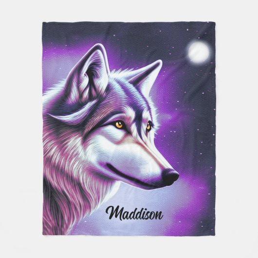 Nachts Mystical Wolf Fleece Blanket (Vorderseite)