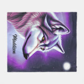 Nachts Mystical Wolf Fleece Blanket (Vorderseite (Horizontal))