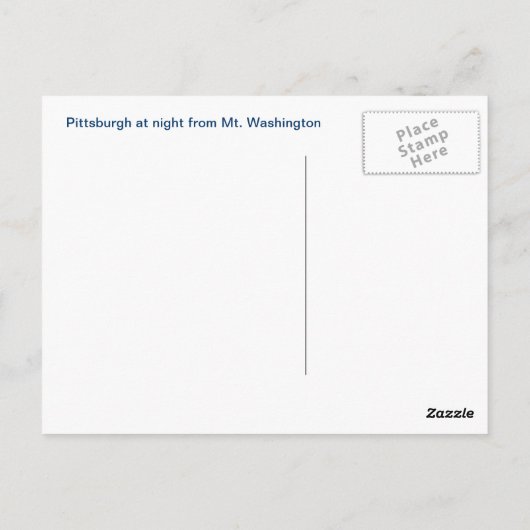 Nachts Pittsburgh Postkarte (Rückseite)