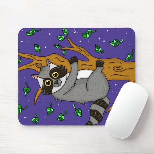 Nachts Raccoon aus Baumzweig Mousepad (Mit Mouse)