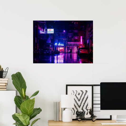 Nachts Rainy Street in Tokio, Japan Poster (Heimbüro)