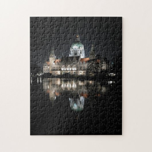 Nachts-Reflektionen in Hannover, Deutschland-Puzzl Puzzle (Vertikal)