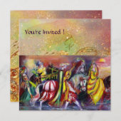 NACHTS-RIDERS, gelb-braunes, grünes Funkel Einladung (Vorne/Hinten)