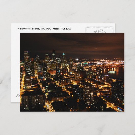 Nachts Seattle Postcard Postkarte (Vorne/Hinten)