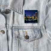 Nachts Skyline von Downtown Chicago Button (Beispiel)