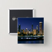Nachts Skyline von Downtown Chicago Button (Vorne & Hinten)