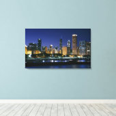 Nachts Skyline von Downtown Chicago Leinwanddruck (Insitu (Holzboden))