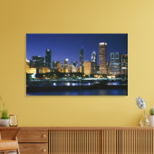 Nachts Skyline von Downtown Chicago Leinwanddruck (Insitu (Wohnzimmer))