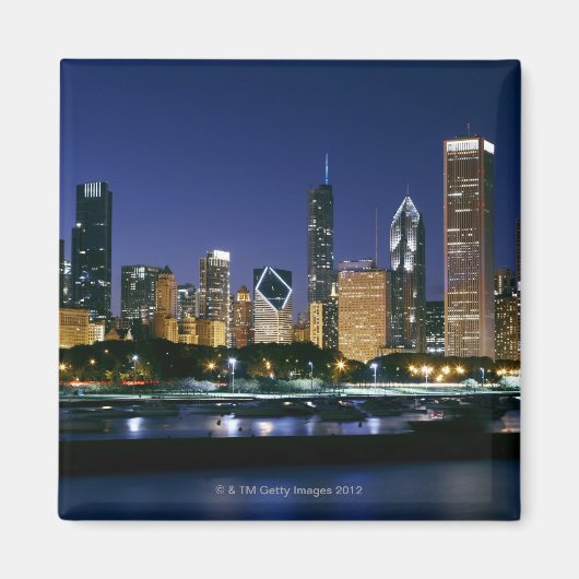 Nachts Skyline von Downtown Chicago Magnet (Vorne)