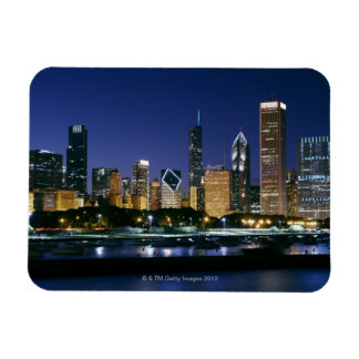 Nachts Skyline von Downtown Chicago Magnet