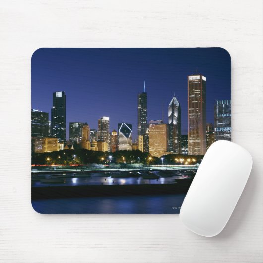 Nachts Skyline von Downtown Chicago Mousepad (Mit Mouse)
