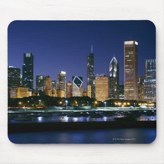Nachts Skyline von Downtown Chicago Mousepad (Vorne)