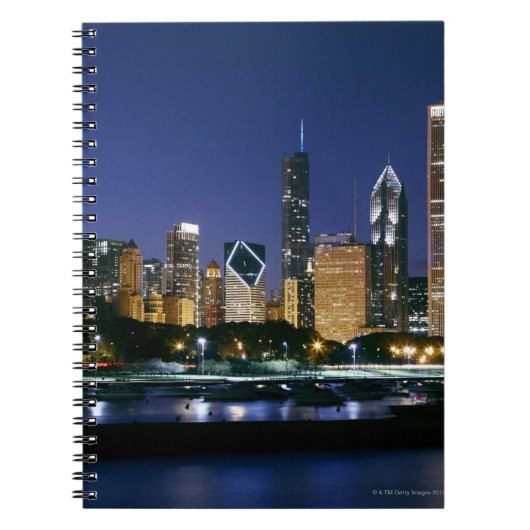Nachts Skyline von Downtown Chicago Notizblock (Vorderseite)