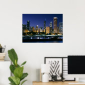 Nachts Skyline von Downtown Chicago Poster (Heimbüro)