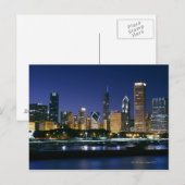 Nachts Skyline von Downtown Chicago Postkarte (Vorne/Hinten)