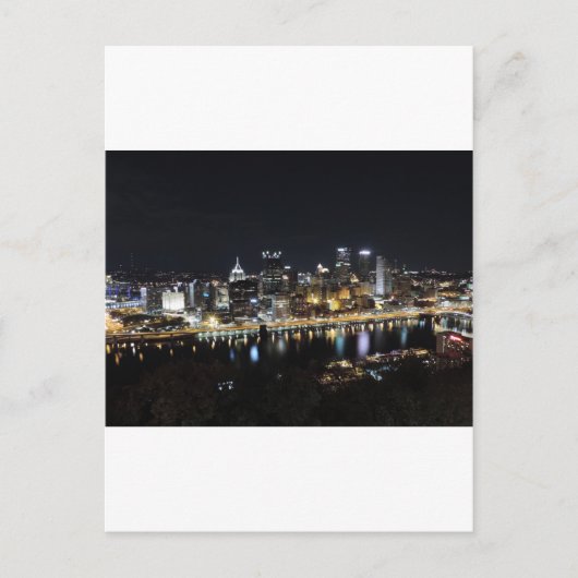 Nachts Skyline von Pittsburgh aus Mount Washington Postkarte (Vorderseite)