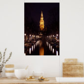 Nachts Zuiderkerk in Amsterdam Niederlande Poster (Küche)