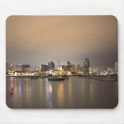 Nachtsan diego Segelboot-Skyline Mousepad (Vorne)