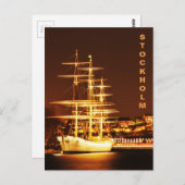 Nachtschiff in Stockholm, Schweden Postkarte (Vorne/Hinten)