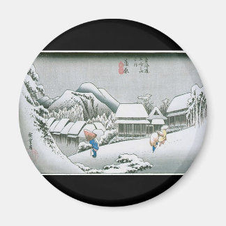 Nachtschnee in Kambara, Japan um 1831-1834 Magnet