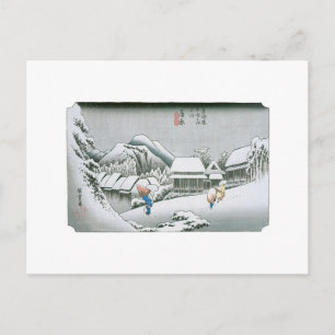 Nachtschnee in Kambara, Japan um 1831-1834 Postkarte