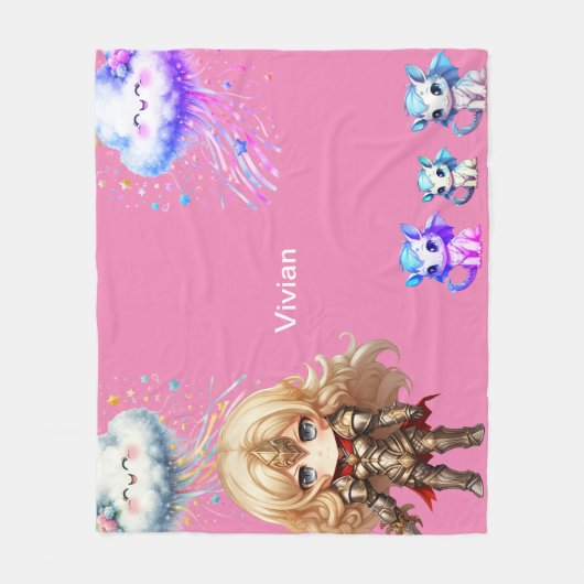 Nachtschützende Kinderdrachen Fleecedecke (Vorderseite)